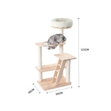 HONEYPOTCAT Serenity Plush Top Cat Tower - Wood Varnish 125cm - Front View