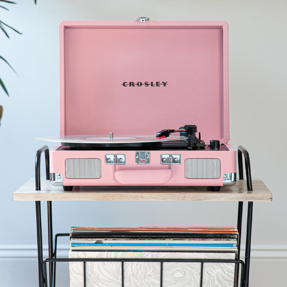 Crosley Cruiser Bluetooth Portable Turntable + Crosley Turntable Stand Bundle- Blush Pink