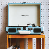Crosley Cruiser Bluetooth Portable Turntable - Turquoise + Bundled Majority D40X Bluetooth Speakers - Top-Down View