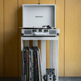 Crosley Cruiser Bluetooth Portable Turntable - White Sands + Bundled Majority D40X Bluetooth Speakers - Top-Down View