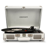 Crosley Cruiser Bluetooth Portable Turntable - White Sands + Bundled Majority D40X Bluetooth Speakers - Rear View