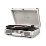Crosley Cruiser Bluetooth Portable Turntable - White Sands + Bundled Crosley Record Storage Display Stand - Side View