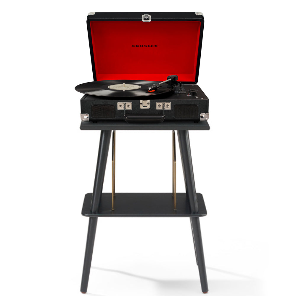 Crosley Cruiser Bluetooth Portable Turntable + Crosley Turntable Stand Bundle - Black