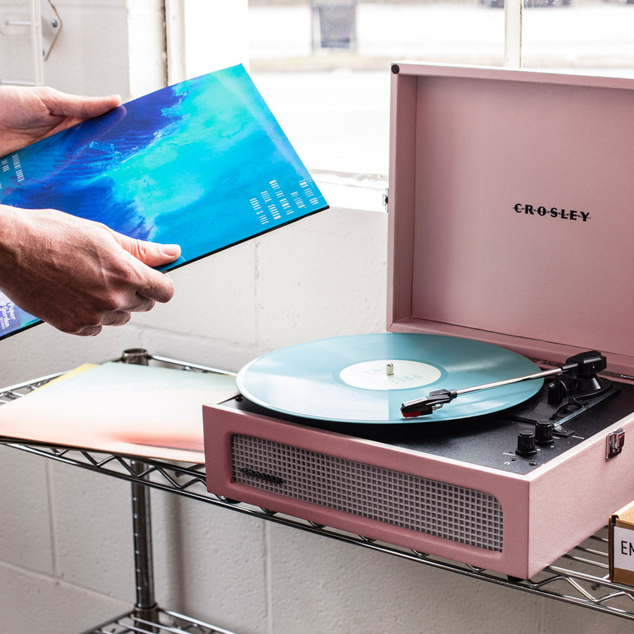 Crosley Voyager Bluetooth Portable Turntable - Amethyst + Bundled Majority D40X Bluetooth Speakers - Black