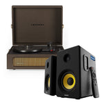 Crosley Voyager Bluetooth Portable Turntable - Cocoa + Bundled Majority D40X Bluetooth Speakers - Black