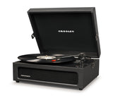 Crosley Voyager Bluetooth Portable Turntable - Black + Bundled Crosley Record Storage Display Stand - Top-Down View