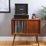 Crosley Voyager Bluetooth Portable Turntable - Black + Bundled Crosley Record Storage Display Stand - 45-Degree Angle