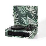Crosley Voyager Bluetooth Portable Turntable - Botanical + Bundled Crosley Record Storage Display Stand - Side View