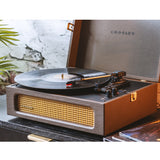 Crosley Voyager Bluetooth Portable Turntable - Cocoa + Bundled Crosley Record Storage Display Stand - Side View