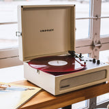 Crosley Voyager Bluetooth Portable Turntable - Dune + Bundled Crosley Record Storage Display Stand - 45-Degree Angle