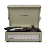 Crosley Voyager Bluetooth Portable Turntable - Sage + Bundled Crosley Record Storage Display Stand - Side View