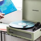 Crosley Voyager Bluetooth Portable Turntable - Sage + Bundled Crosley Record Storage Display Stand - 45-Degree Angle