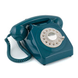 GPO Retro 746 Rotary Telephone - Azure Blue - Side View