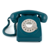 GPO Retro 746 Rotary Telephone - Azure Blue - Close-Up Angle
