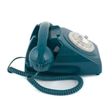 GPO Retro 746 Rotary Telephone - Azure Blue - Low Angle