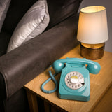 GPO Retro 746 Rotary Telephone - Blue - Front View