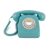 GPO Retro 746 Rotary Telephone - Blue - Side View