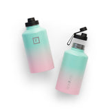 Iron Flask Wide Mouth Bottle with Spout Lid, Bubble Gum - 64oz/1900ml - Side View