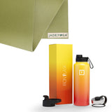 Jade Yoga Harmony Mat - Olive & Iron Flask Wide Mouth Bottle with Spout Lid, Fire, 32oz/950ml Bundle - Front View