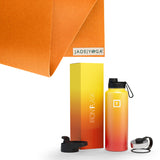 Jade Yoga Harmony Mat - Orange & Iron Flask Wide Mouth Bottle with Spout Lid, Fire, 32oz/950ml Bundle - Front View