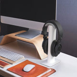 Kanto H2W Premium Universal Desktop Headphone Stand, White - Side View