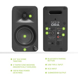 Kanto ORA 100W Powered Reference Desktop Computer Speakers with Bluetooth 5.0 Black - Close-Up Angle