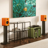 Kanto REN 200W Powered Bookshelf Speakers with HDMI ARC, USB-C, and Bluetooth 5.3 - Matte Orange, Pair - Side View