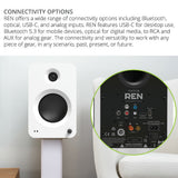 Kanto REN 200W Powered Bookshelf Speakers with HDMI ARC, USB-C, and Bluetooth 5.3 - Matte White, Pair - Top-Down View