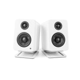 Kanto S2W Angled Desktop Speaker Stands for Small Speakers - Pair, White - Side View