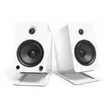 Kanto S6W Angled Desktop Speaker Stands for Large Speakers - Pair, White - Front View