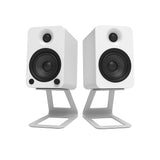 Kanto SE4W Elevated Desktop Speaker Stands for Midsize Speakers - Pair, White - 45-Degree Angle