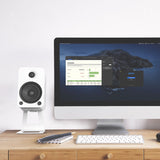 Kanto SE4W Elevated Desktop Speaker Stands for Midsize Speakers - Pair, White - Rear View