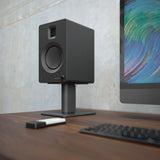 Kanto TUK 260W Powered Bookshelf Speakers with Headphone Out, USB Input, Dedicated Phono Pre-amp, Bluetooth - Pair, Matte Black - Front View