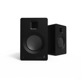 Kanto TUK 260W Powered Bookshelf Speakers with Headphone Out, USB Input, Dedicated Phono Pre-amp, Bluetooth - Pair, Matte Black with SE6 Black Stand Bundle - Front View
