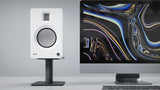 Kanto TUK 260W Powered Bookshelf Speakers with Headphone Out, USB Input, Dedicated Phono Pre-amp, Bluetooth - Pair, Matte White - Rear View
