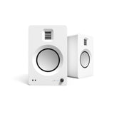 Kanto TUK 260W Powered Bookshelf Speakers with Headphone Out, USB Input, Dedicated Phono Pre-amp, Bluetooth - Pair, Matte White with S6W White Stand Bundle - Front View