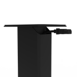 Kanto YU4 140W Powered Bookshelf Speakers with Bluetooth and Phono Preamp - Pair, Bamboo with SX26 Black Stand Bundle - Close-Up Angle