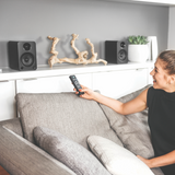 Kanto YU4 140W Powered Bookshelf Speakers with Bluetooth and Phono Preamp - Pair, Matte Black - Front View