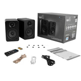 Kanto YU4 140W Powered Bookshelf Speakers with Bluetooth and Phono Preamp - Pair, Matte Black - Rear View