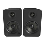 Kanto YU4 140W Powered Bookshelf Speakers with Bluetooth and Phono Preamp - Pair, Matte Black with SX22 Black Stand Bundle - Top-Down View