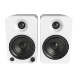 Kanto YU4 140W Powered Bookshelf Speakers with Bluetooth and Phono Preamp - Pair, Matte White with S4W White Stand Bundle - Side View