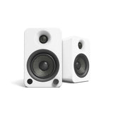 Kanto YU4 140W Powered Bookshelf Speakers with Bluetooth and Phono Preamp - Pair, Matte White with SP32PLW White Stand Bundle - Front View