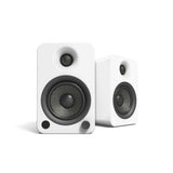 Kanto YU4 140W Powered Bookshelf Speakers with Bluetooth and Phono Preamp - Pair, Matte White with SX26W White Stand Bundle - Front View