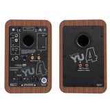 Kanto YU4 140W Powered Bookshelf Speakers with Bluetooth and Phono Preamp - Pair, Walnut - 45-Degree Angle