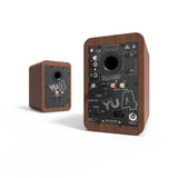 Kanto YU4 140W Powered Bookshelf Speakers with Bluetooth and Phono Preamp - Pair, Walnut - Rear View