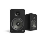 Kanto YU6 200W Powered Bookshelf Speakers with Bluetooth and Phono Preamp - Pair, Matte Black with S6 Black Stand Bundle - Side View