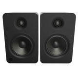 Kanto YU6 200W Powered Bookshelf Speakers with Bluetooth and Phono Preamp - Pair, Matte Black with SX22 Black Stand Bundle - Top-Down View