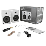 Kanto YU6 200W Powered Bookshelf Speakers with Bluetooth and Phono Preamp - Pair, Matte White - Rear View