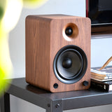 Kanto YU6 200W Powered Bookshelf Speakers with Bluetooth and Phono Preamp - Pair, Walnut - Front View