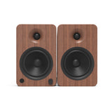 Kanto YU6 200W Powered Bookshelf Speakers with Bluetooth and Phono Preamp - Pair, Walnut with S6 Black Stand Bundle - Top-Down View